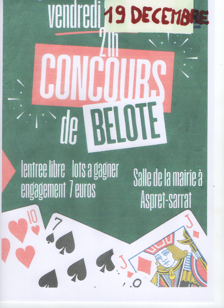 CONCOUR BELOTES ASPRET SARRAT VENDREDI19DECEMBRE  21H 0 Aspret-Sarrat (31)