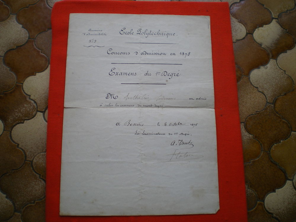 Concours d'admission à l'Ecole Polytechnique de 1875 30 Caen (14)