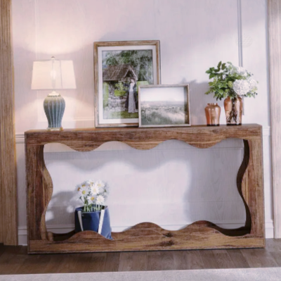Console ajour�e en bois naturel ? Silhouette ondul�e chic 139 Lyon 1 (69)