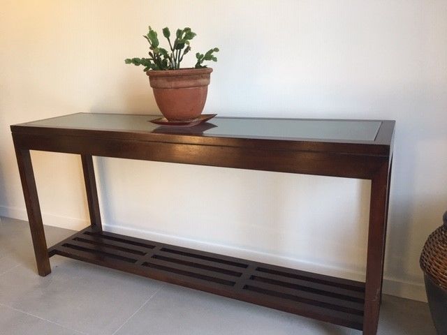 CONSOLE BOIS MASSIF ET DESSUS VERRE TRANSPARENT 90 Coigni�res (78)