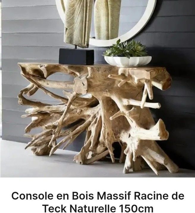 Console en Bois Massif Racine de Teck Naturelle 769 Kermaria-Sulard (22)