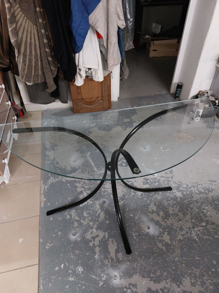 CONSOLE EN VERRE AVEC PIED EN METAL NOIR 80 Verri�res (10)