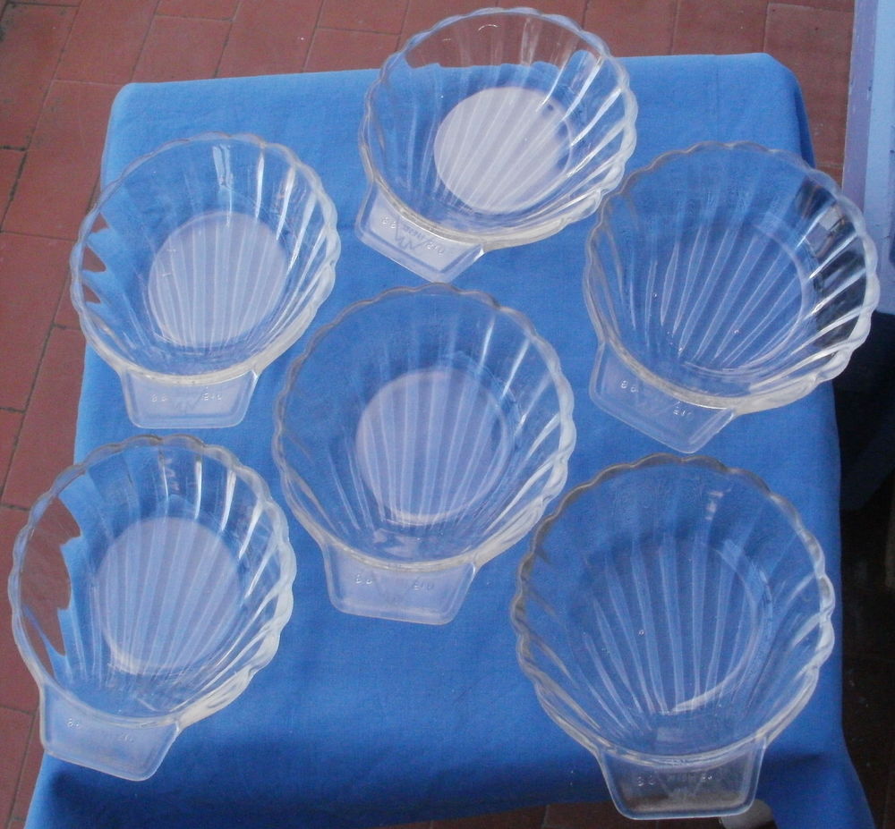 Lot de 6 coquilles Saint Jacques en verre PHENIX France 12 Montauban (82)