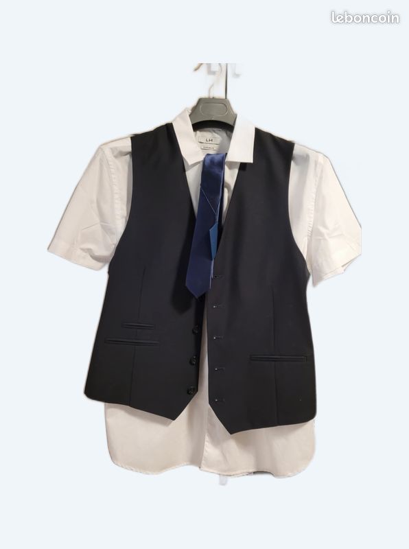 Costume neuf 3 pi�ces+chemise+cravate+pochette blanche 50 Mimizan (40)