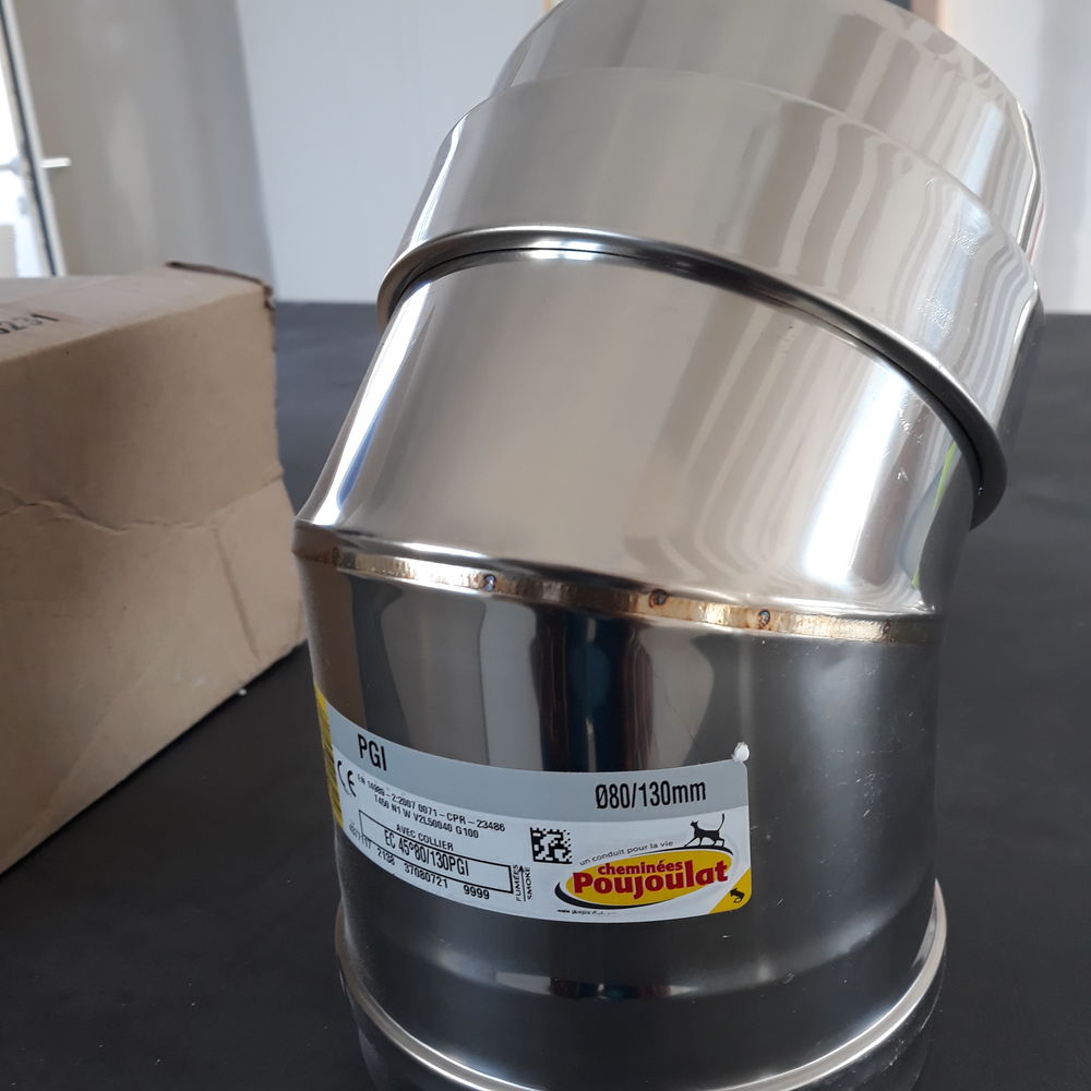 Kit 2 coudes à 45 degrés + 95 cm Inox-Galva Poujoulat Diamètre 150