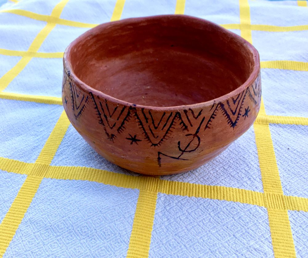 Coupe artisanale africaine ancienne sign�e, terre cuite 12 L'Isle-Jourdain (32)