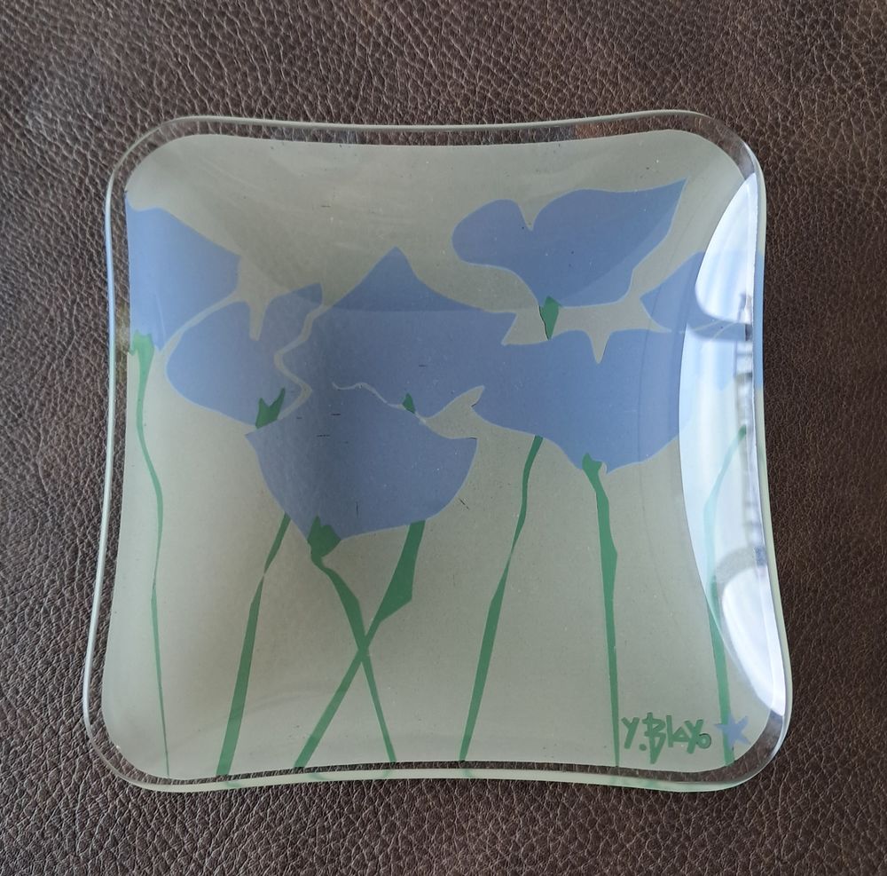 Coupelle ramasse monnaie en verre sign� Yves Blayo 5 Carnon Plage (34)