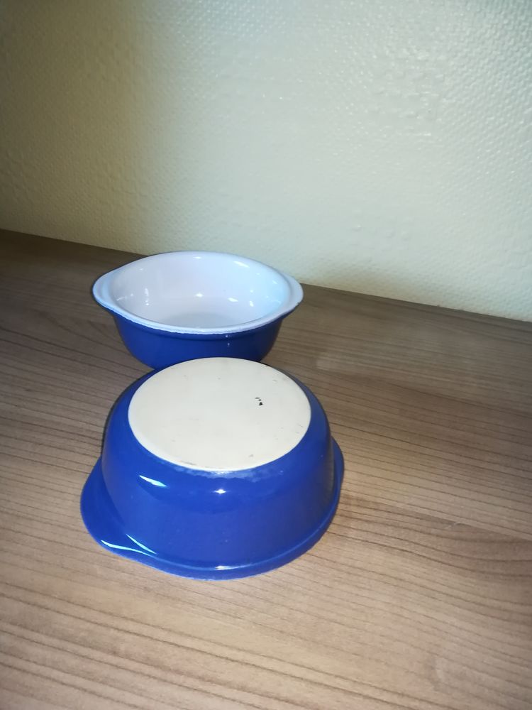 2 COUPELLES / RAMEQUINS  int�rieur blanc/ext�rieur bleu 
0 Mouvaux (59)