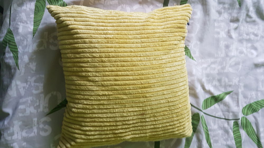 Coussin X 35 cms couleur velours jaune 5 Auneau (28)