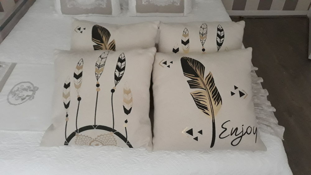 Coussins d�coratifs ivoire aux motifs noirs et or 10 Roclincourt (62)