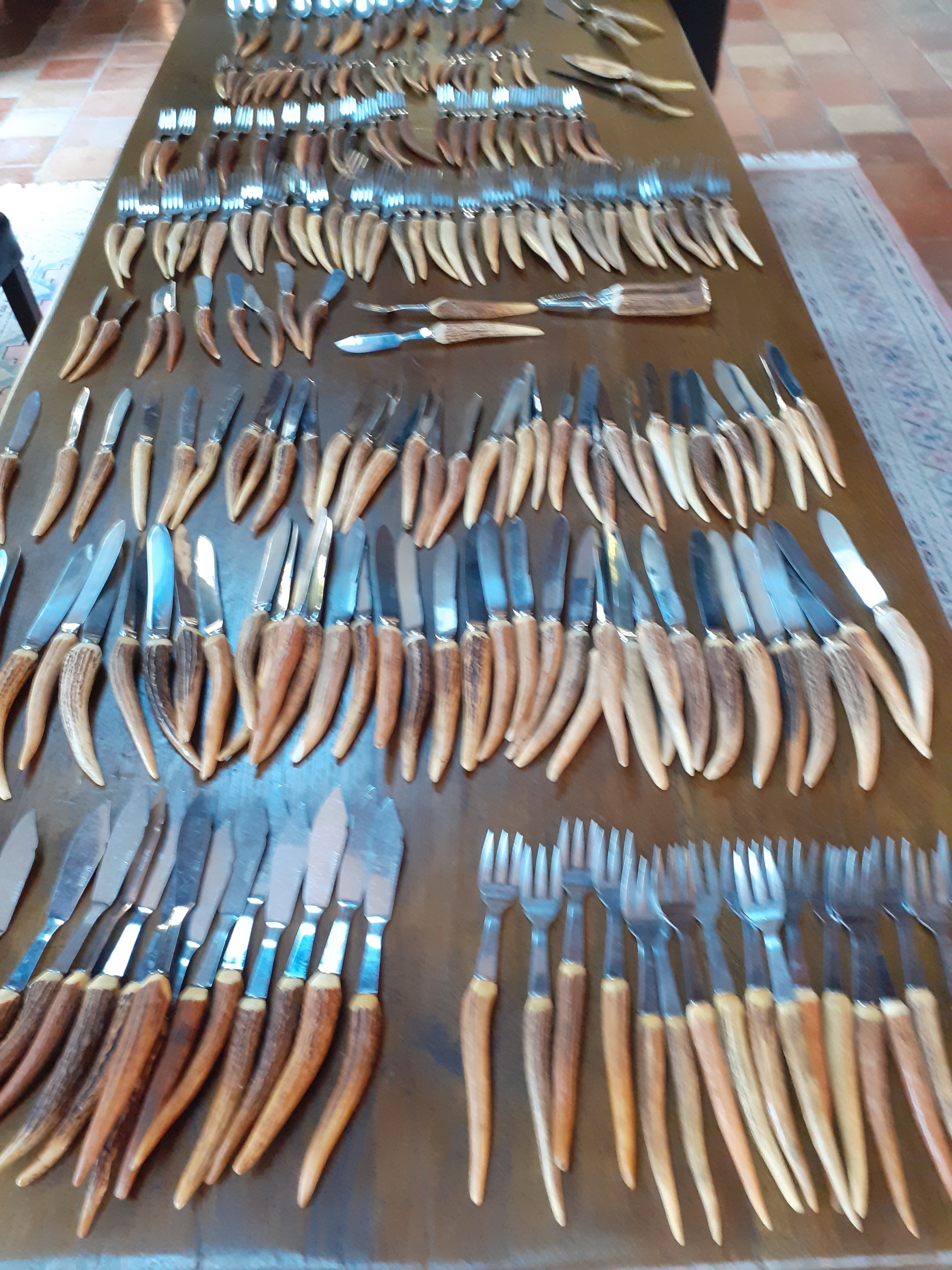 Lot de couverts en corne de cervid�s 1000 Saint-Nom-la-Bret�che (78)