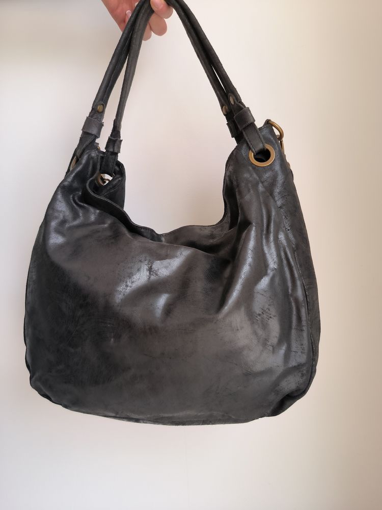 Sac cuir noir double anse, bandouli�re, neuf. 89 Cannes (06)