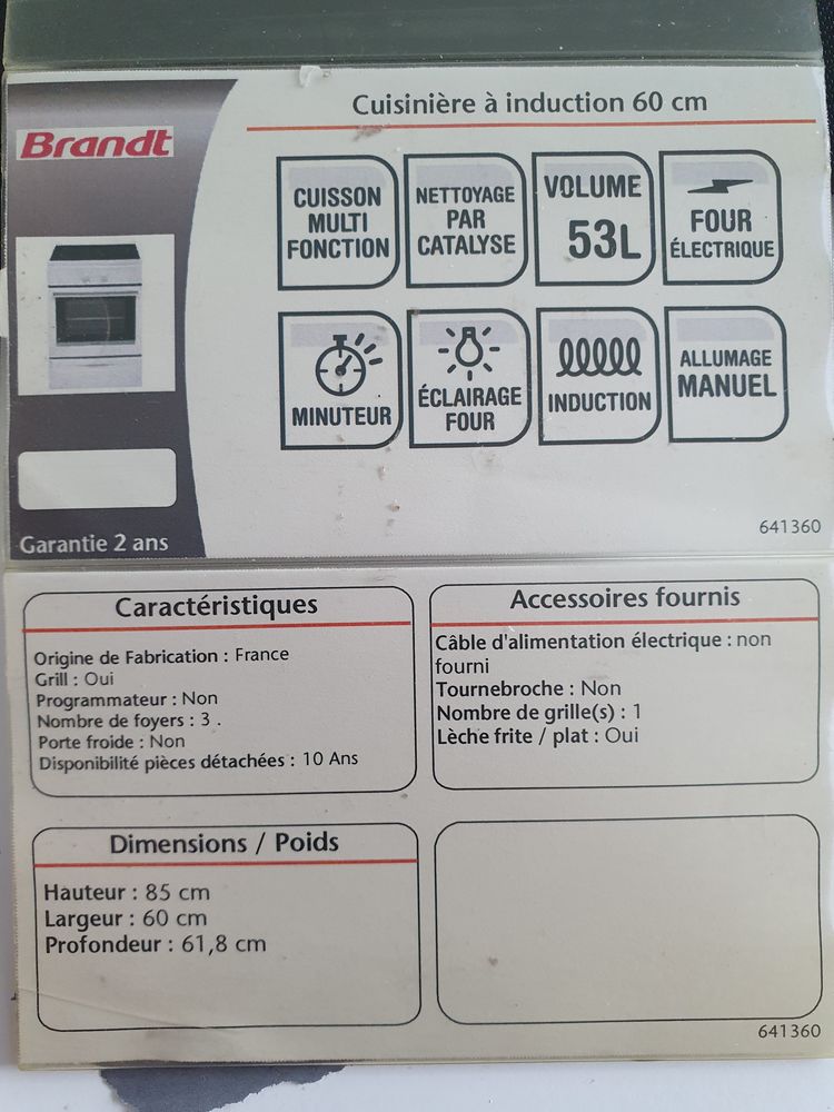 Cuisiniere �lectrique brandt 368 Bruges (33)