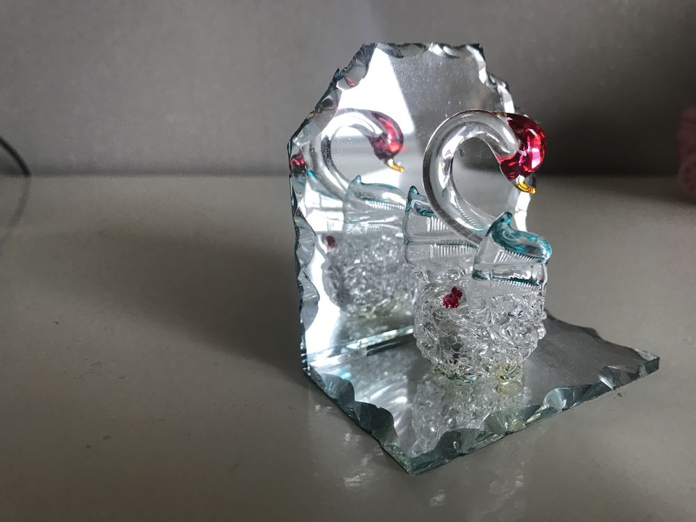 Cygne en verre coll� sur glace miroir 7cmx7cm 3 Sa�cy-sur-Marne (77)