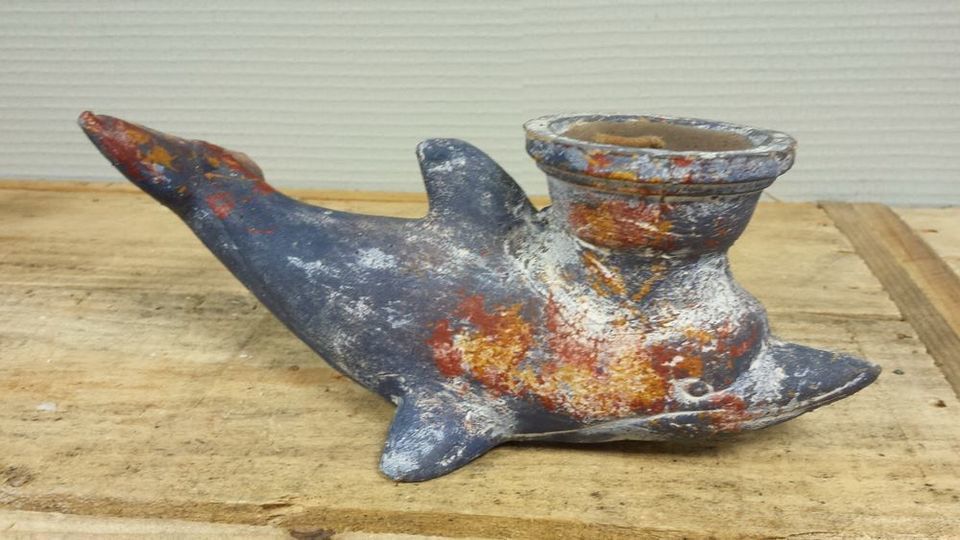 Dauphin porte-bougie en pierre 27 x 10 x 10 60 Tours (37)