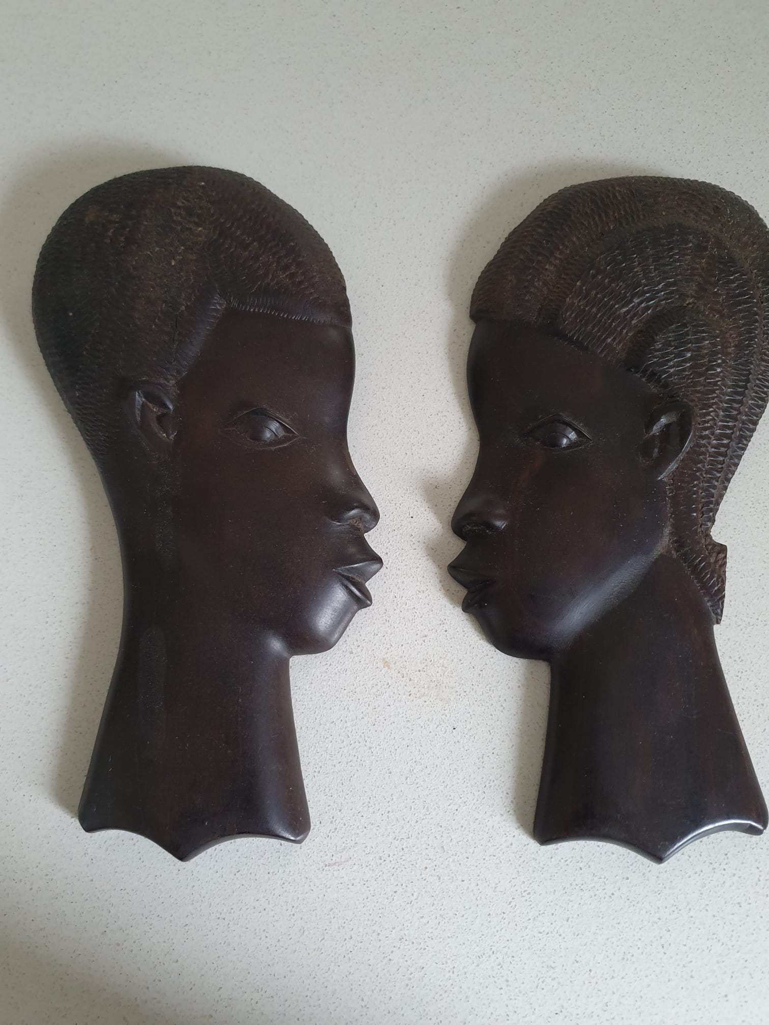 D�coration murale art africain  Couple �b�ne  - H22cm 24 Plouhinec (56)