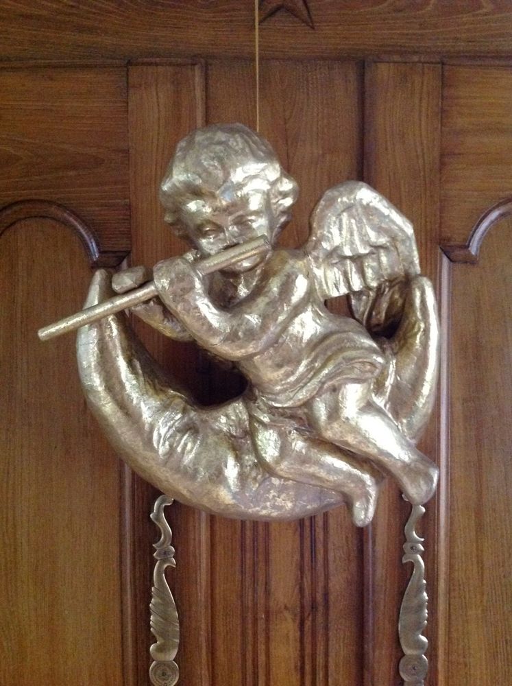 D�coration de No�l - Angelot ail� musicien, juch� sur lune 13 La Bernerie-en-Retz (44)