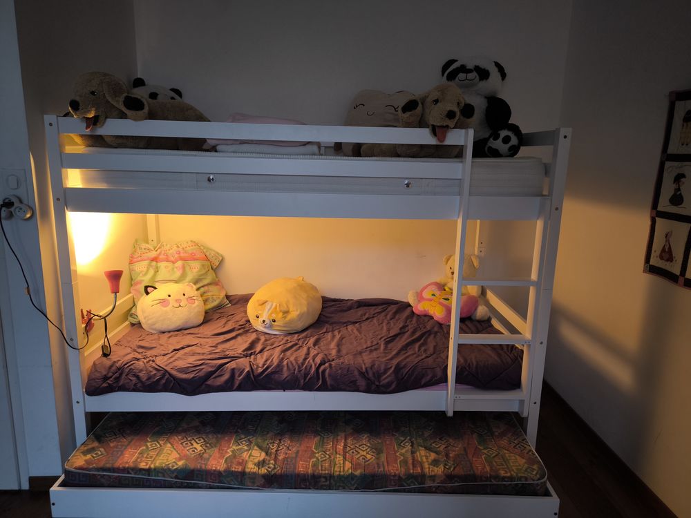 D�m�nagement : Lit superpos� blanc bois 3 places 170 Nancy (54)