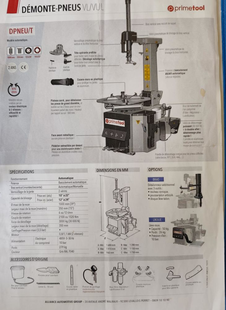 DEMONTE PNEU ET EQUILIBREUSE 2300 Chambly (60)