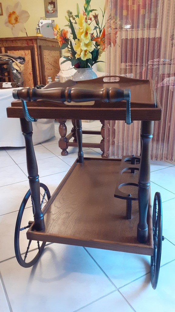 Desserte sur Roues en Bois Fonc� avec Porte-Bouteilles 70 Montauban (82)