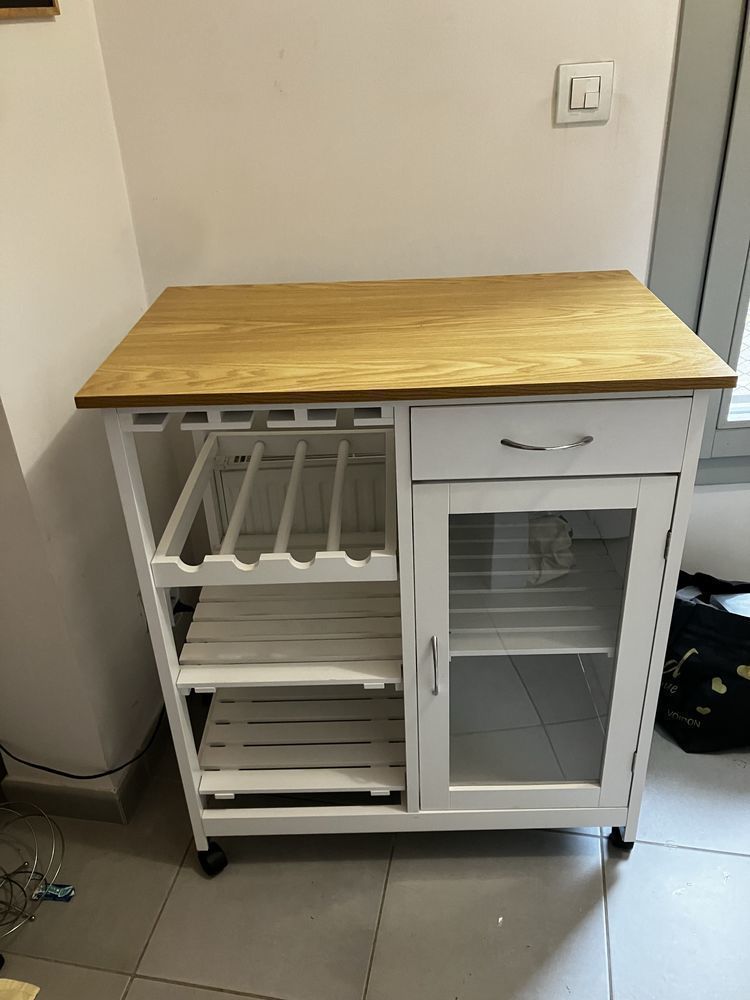 desserte �     roulettes blanche rev�tement imitation bois 50 Grenoble (38)