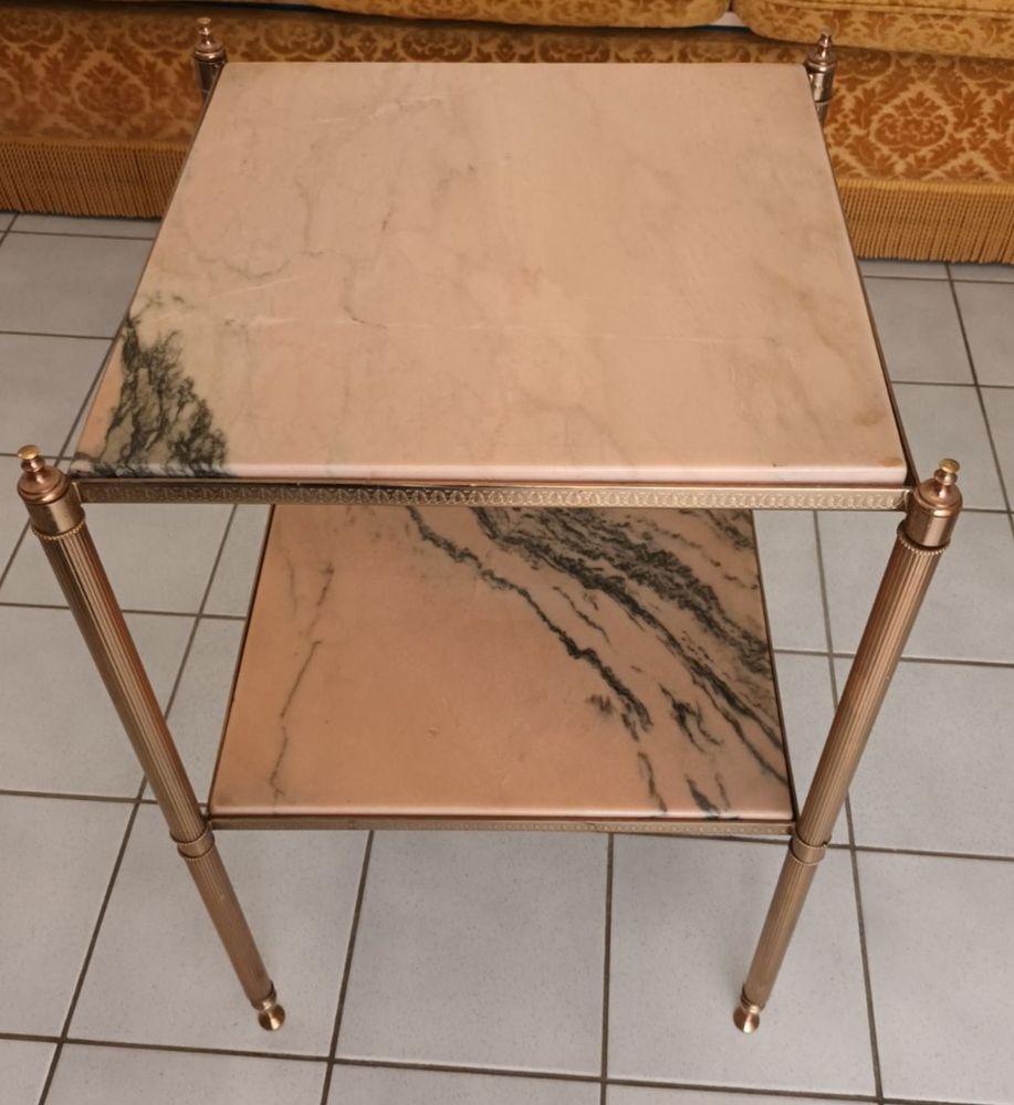 Desserte Vintage dessus Marbre rose et support en laiton 120 Le Pontet (84)