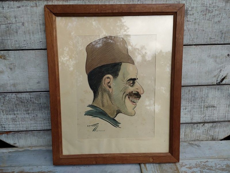 Dessin Caricature Portrait Homme Afrique du Nord Hans Kleiss 130 Loches (37)