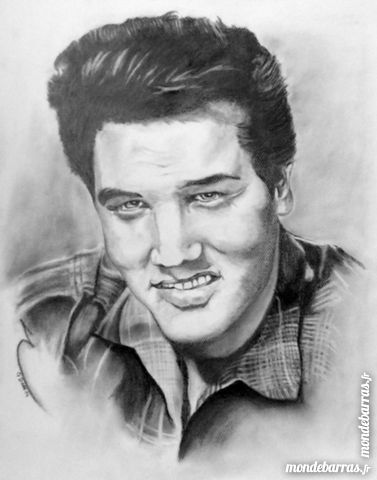 DESSIN AU CRAYON GRAPHITE  ELVIS PRESLEY 100 Mably (42)