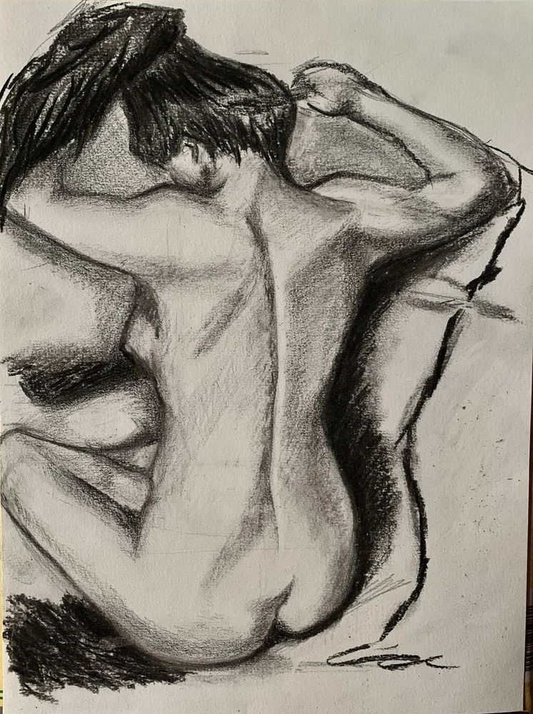 Dessin Au Fusain Femme Nue