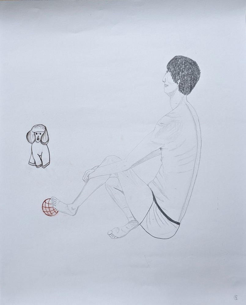 Dessin d'homme parlant � son chien 28 Saint-Ouen (93)