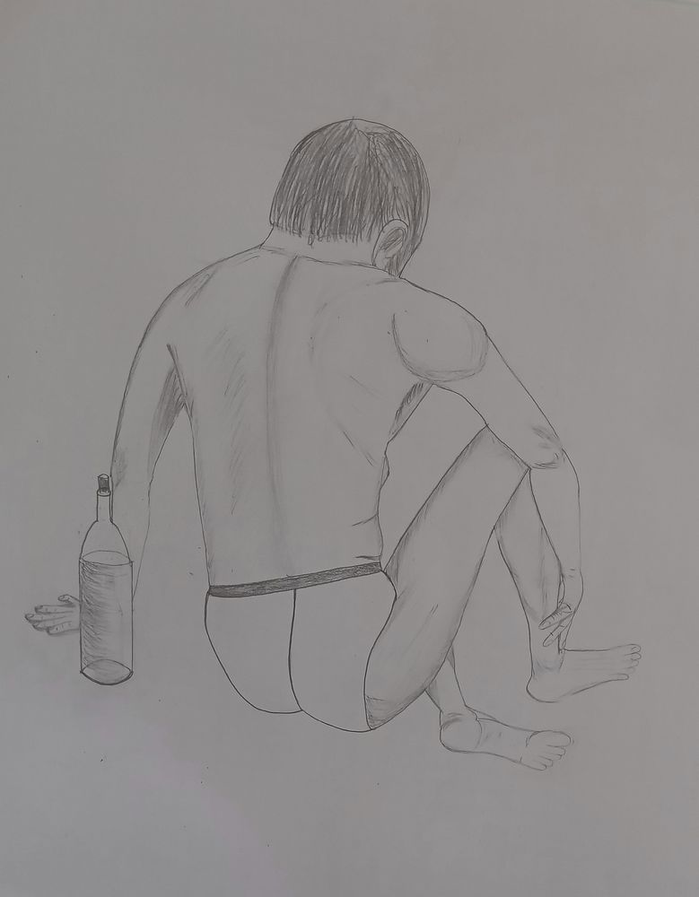 Dessin d'homme seul 30 Saint-Ouen (93)