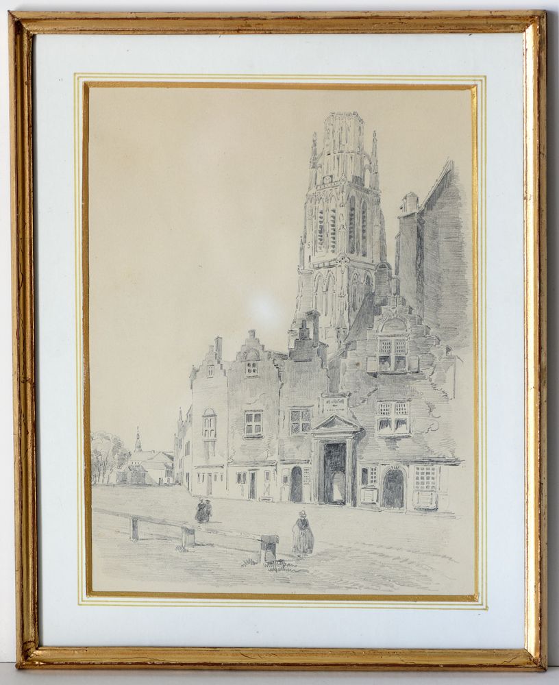 Dessin original au crayon, �cole genevoise 19 �me si�cle. 79 Bons-en-Chablais (74)