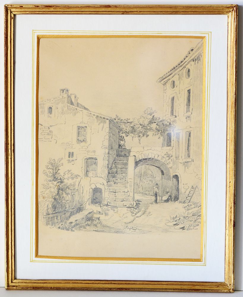 Dessin original, �cole genevoise, 19 �me si�cle. 79 Bons-en-Chablais (74)