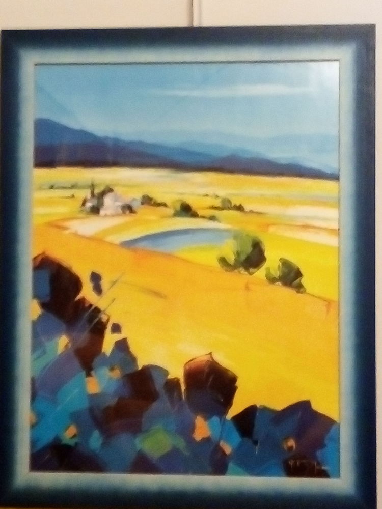 Lot de deux beaux tableaux  jaunes et bleus 110 Fr�jus (83)