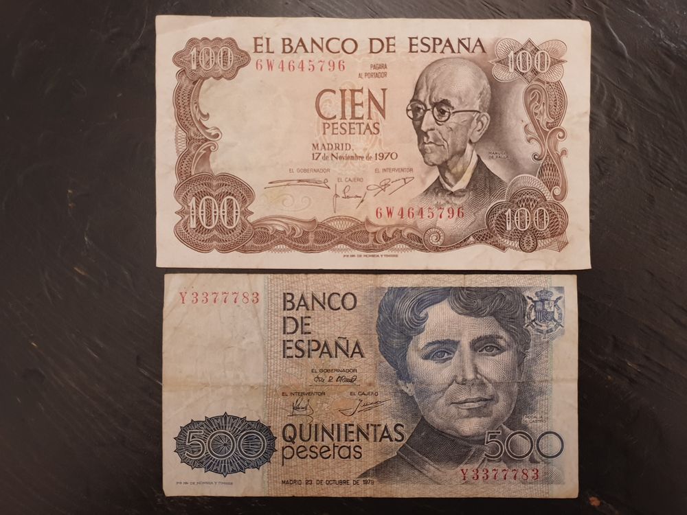 Lot de deux billets Pesetas 100 & 500 16 Bordeaux (33)