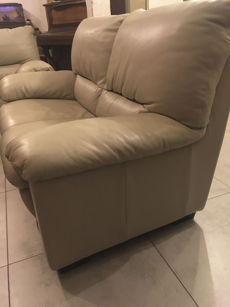 Lot deux canap�s ( un 2 places et un 3 places) en cuir 750 Lamballe (22)