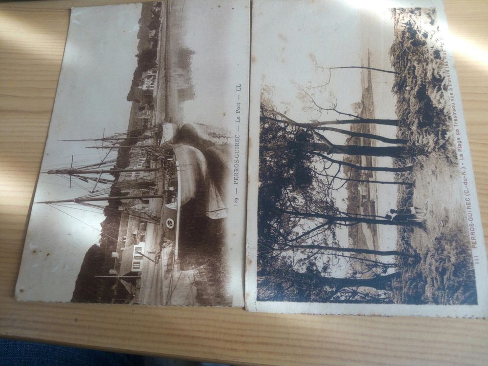 LOT DEUX CARTES POSTALES ANCIENNES PERROS GUIREC 100 Levainville (28)