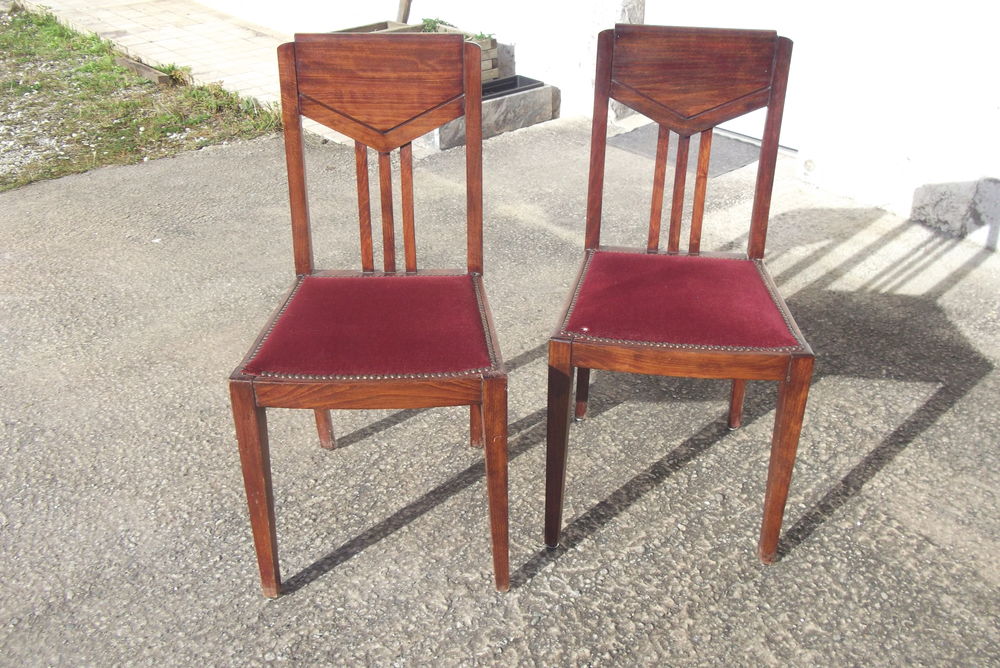 DEUX CHAISES MASSIVE EN BOIS ET VELOURS 50 Ramous (64)