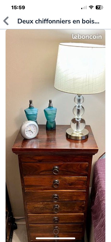 Deux chiffonniers en bois de rose brut 230 Villeneuve-Loubet (06)