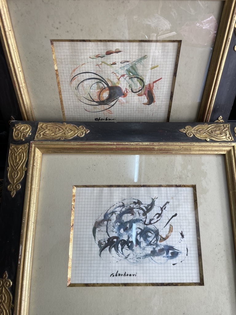 Lot de deux tableaux peinture abstraite cadres dor�s 1000 Poitiers (86)