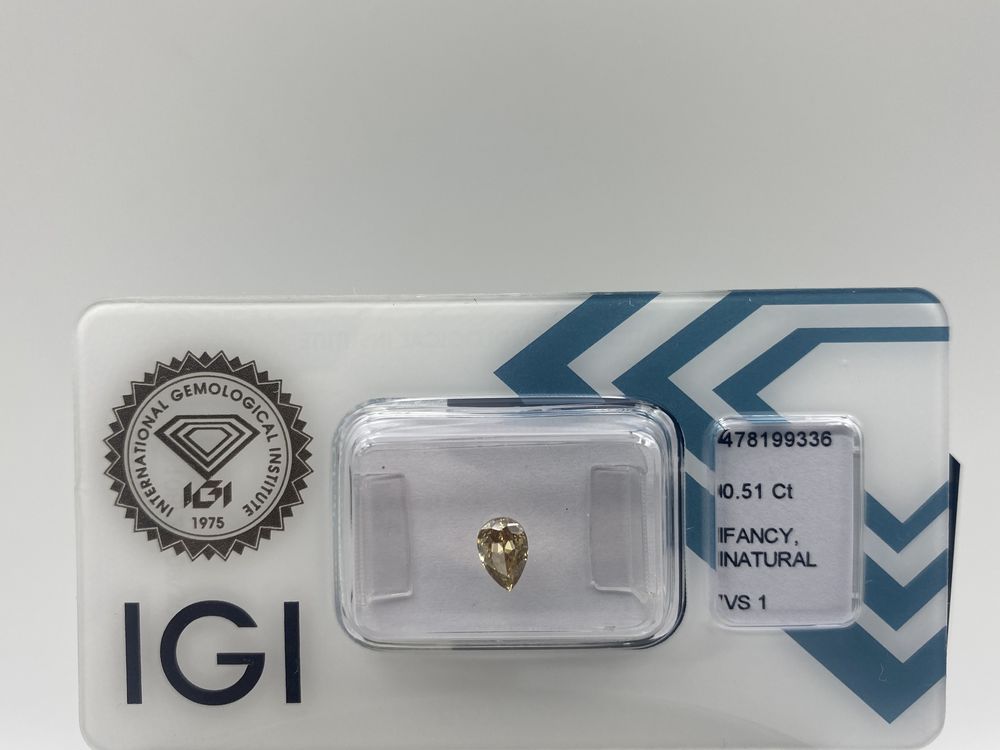 Diamant 0.51 Ct VS1 Natural Fancy Yellow Brown Scell� IGI 450 Lyon 2 (69)