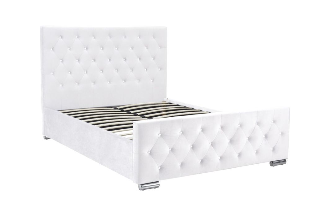 Lit disign 2 places en velours avec sommier 140X190 399 Paris 1 (75)