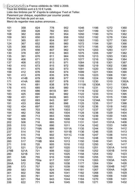 Dispoliste timbres MONACO neufs (**) et oblit�r�s (ob) 1 Aillevillers-et-Lyaumont (70)