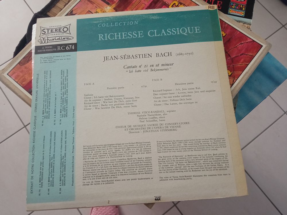 Disque vynile 33 tours JS Bach 10 Annonay (07)