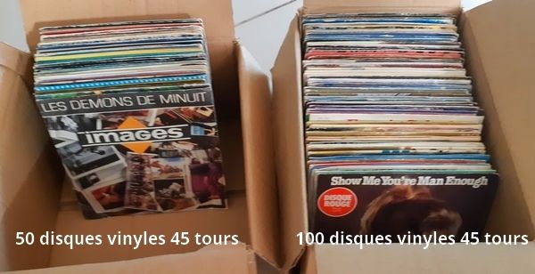 Lot de 100 disques vinyles 45 tours des ann�es 60-70-80-90 70 Nimes (30)