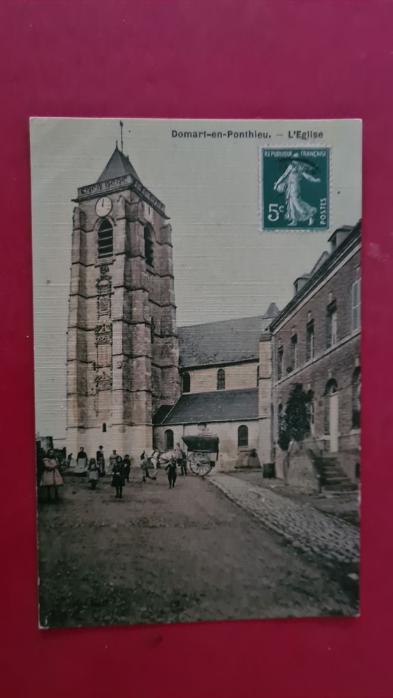 Cpa du 80- DOMART en PONTHIEU - L EGLISE . ( animation) 13.5 Lucheux (80)