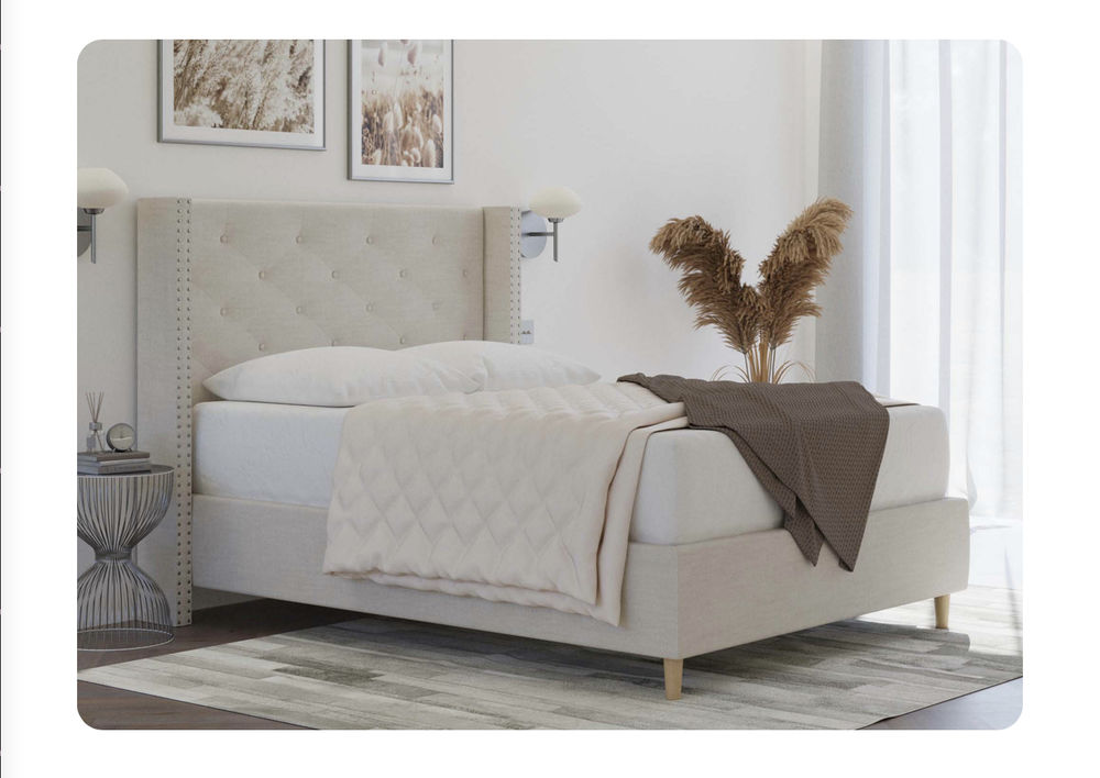 Lit double 180x200 beige 350 Saint-Jean-de-Braye (45)