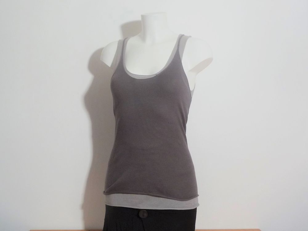 Double Top/ Tee Shirt Gris et Marron- Taille 1- Loft Design 25 Paris 15 (75)