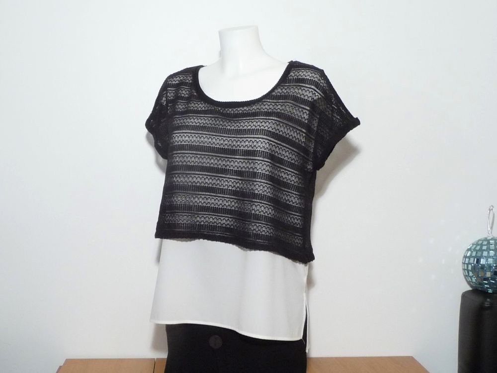 Double Top/ Tunique/ Tee Shirt Ecru avec son Top Court Noir 10 Paris 15 (75)