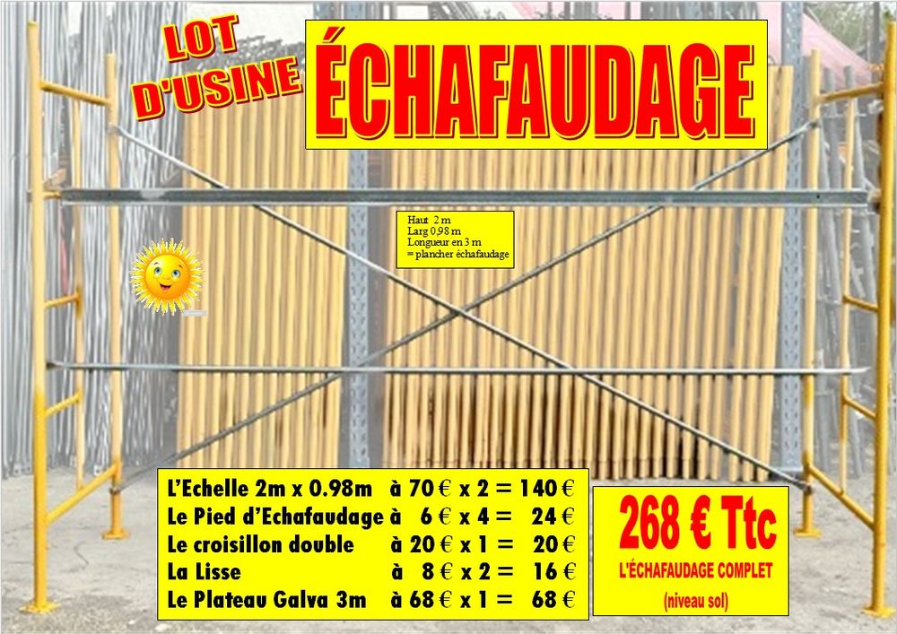 ECHAFAUDAGE complet Fixe base Niveau Sol Possibilit� Emboitable et/ou Roulant - RUPTURE DE STOCK 268 Saint-Porquier (82)